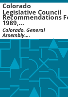 Colorado_Legislative_Council_recommendations_for_1989__Committee_on_Juvenile_Offenders