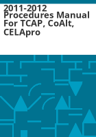 2011-2012_procedures_manual_for_TCAP__CoAlt__CELApro
